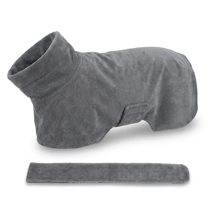 TruePet Hundebademantel Mikrofaser mit Bauchgurt