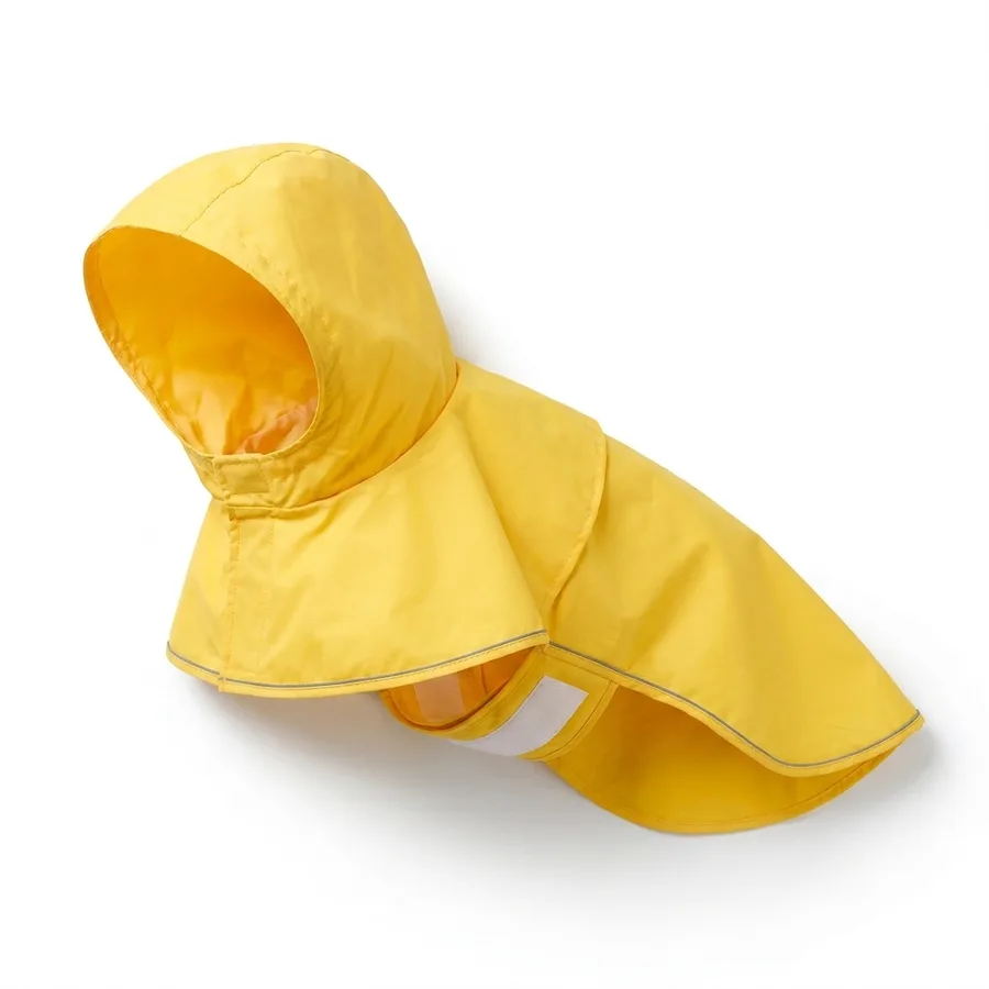 TruePet Regenmantel Gelb mit Kapuze, Flat-Lay
