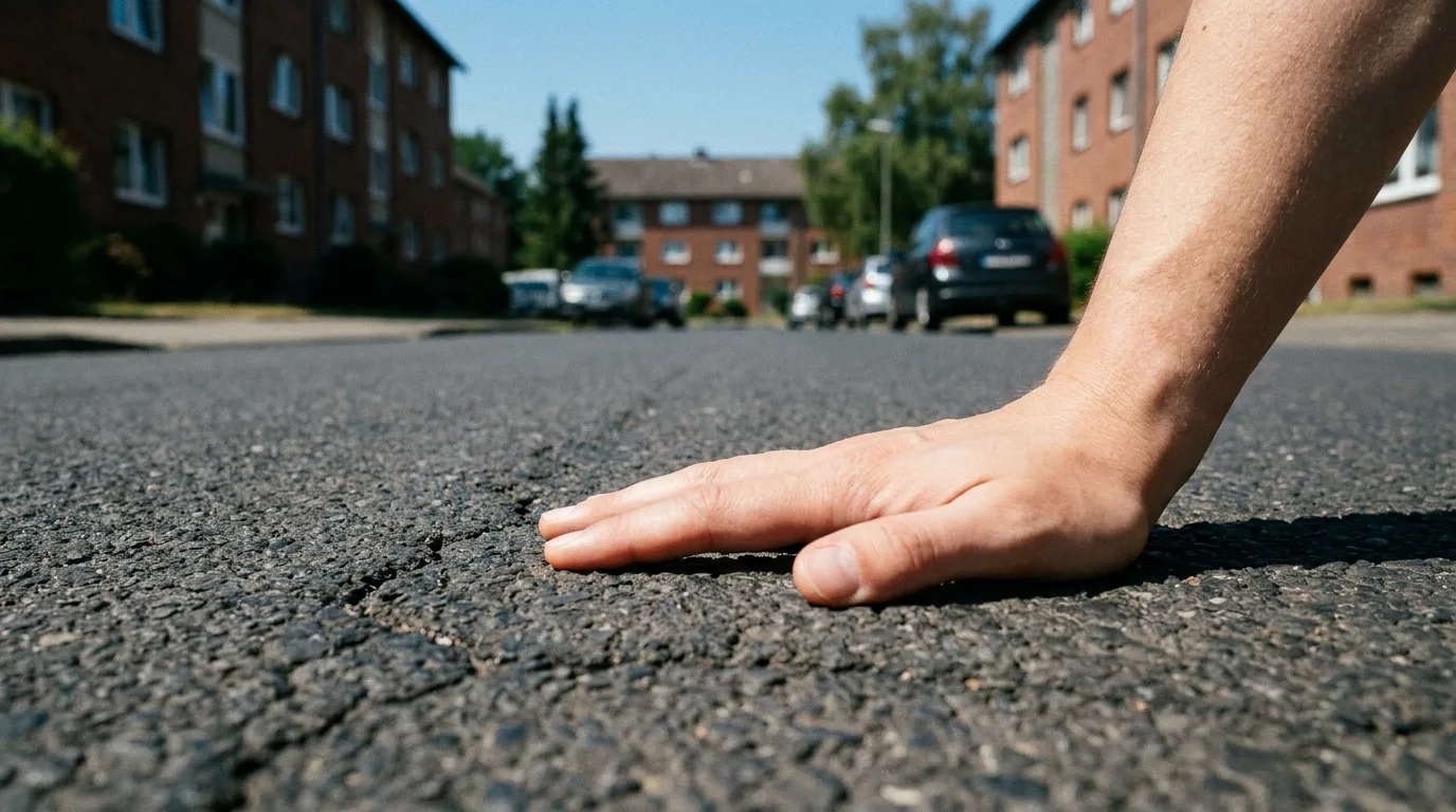 Handrücken auf sonnengeheizter Asphalt-Straße — die 7-Sekunden-Pfotentest-Regel