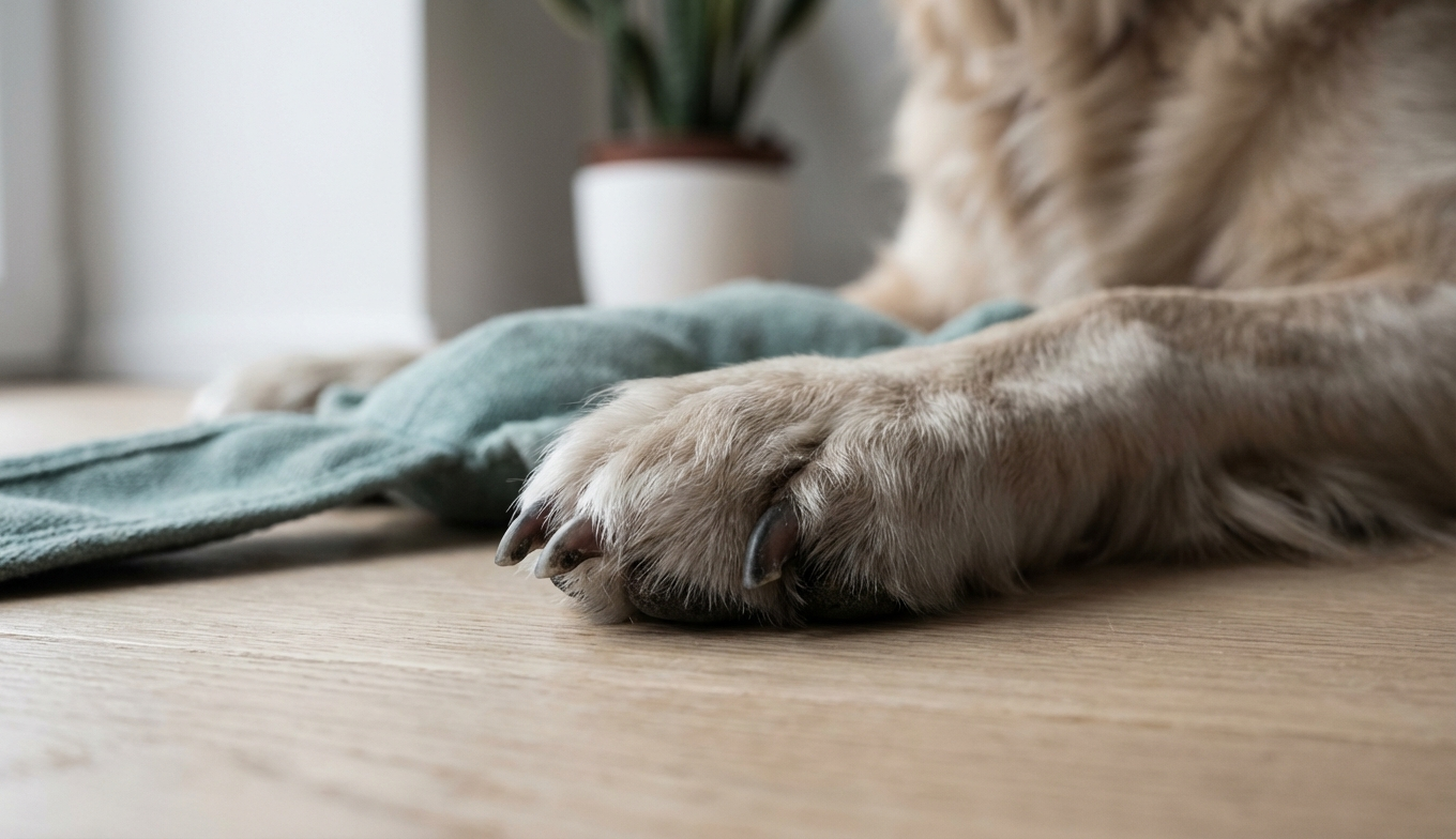 Hund mit zu langen Krallen