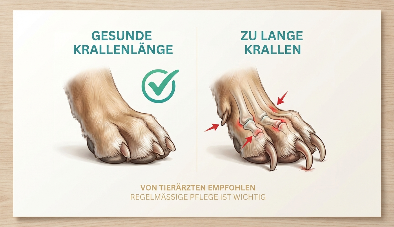 Vergleich gesunde vs zu lange Hundekrallen