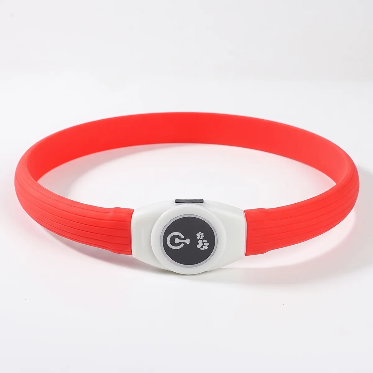 TruePet Leuchthalsband: roter Silikon-LED-Ring mit USB-Modul, Produktansicht