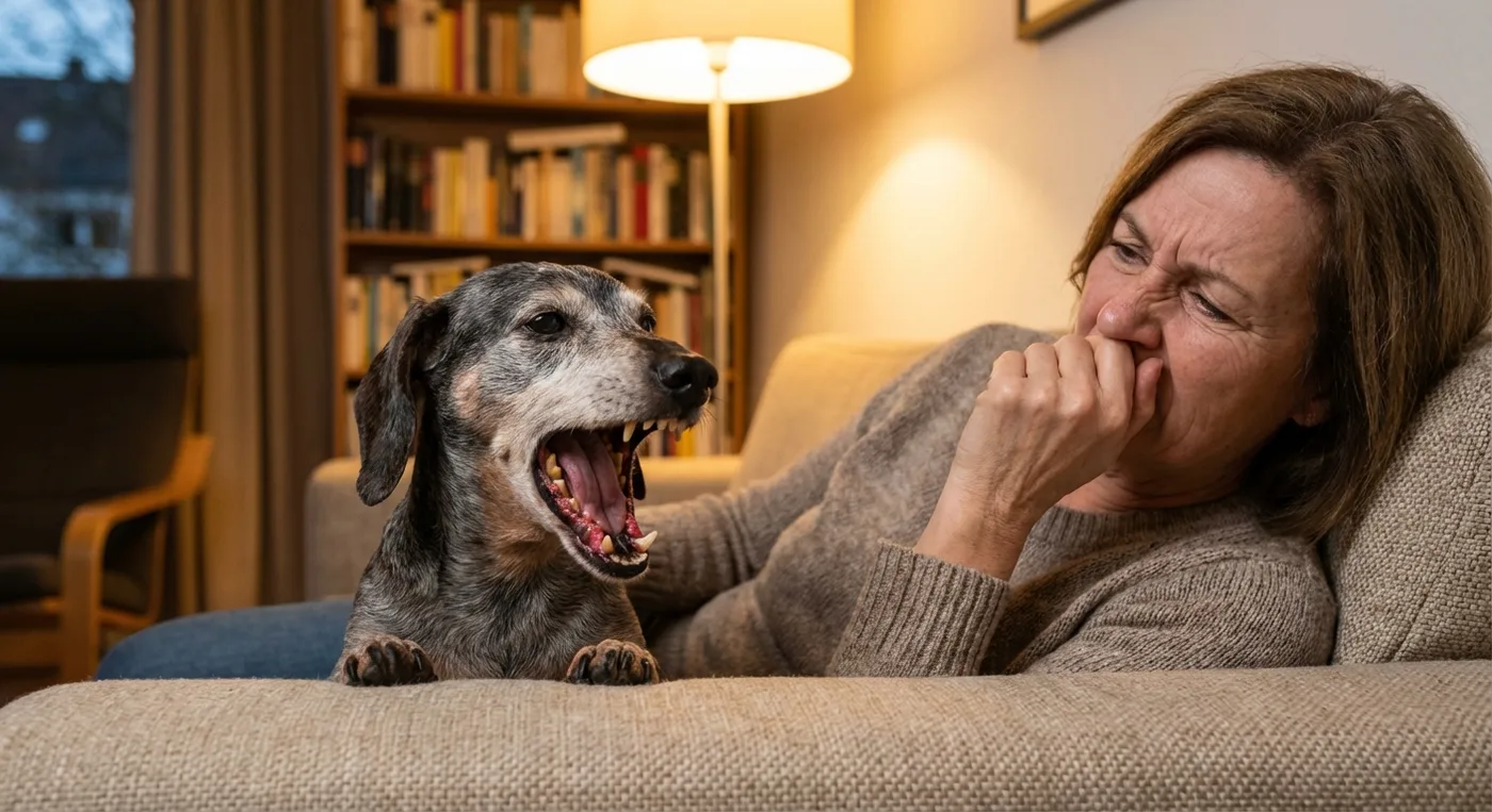 Hund mit Zahnbelag und Mundgeruch